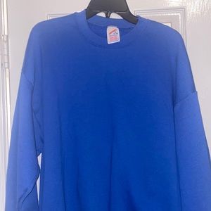 Vintage Plain Crewneck Sweater Blue XL